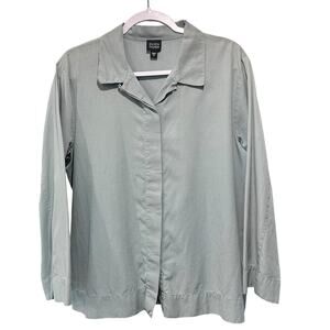 Eileen Fisher Top Green Silk Cotton Office Minimalist Casual Boho SZ XL